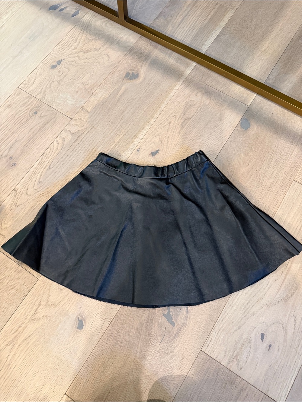 H&M Black Faux Leather Flared Skirt
